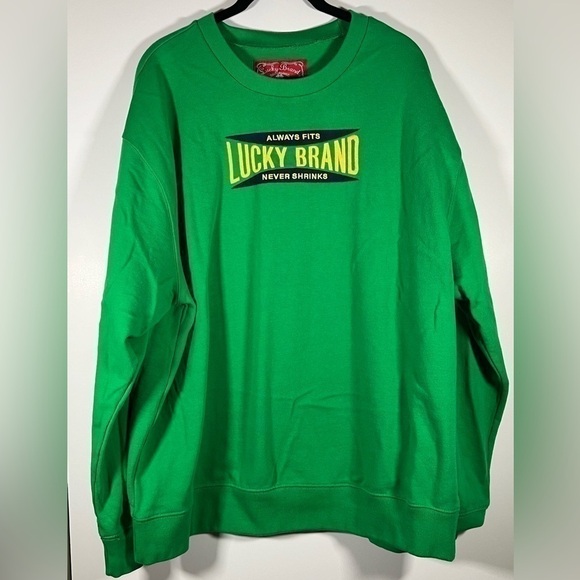 Vintage Lucky Brand green sweatshirt "always fits never shrinks" sz XL retro - Picture 1 of 7